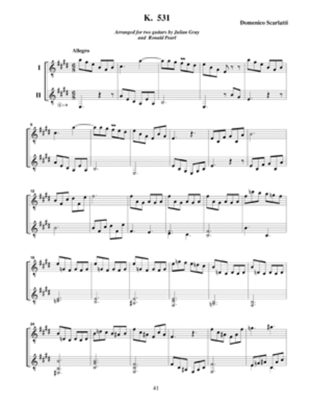 Music of Domenico Scarlatti for Two Guitars Volume 1