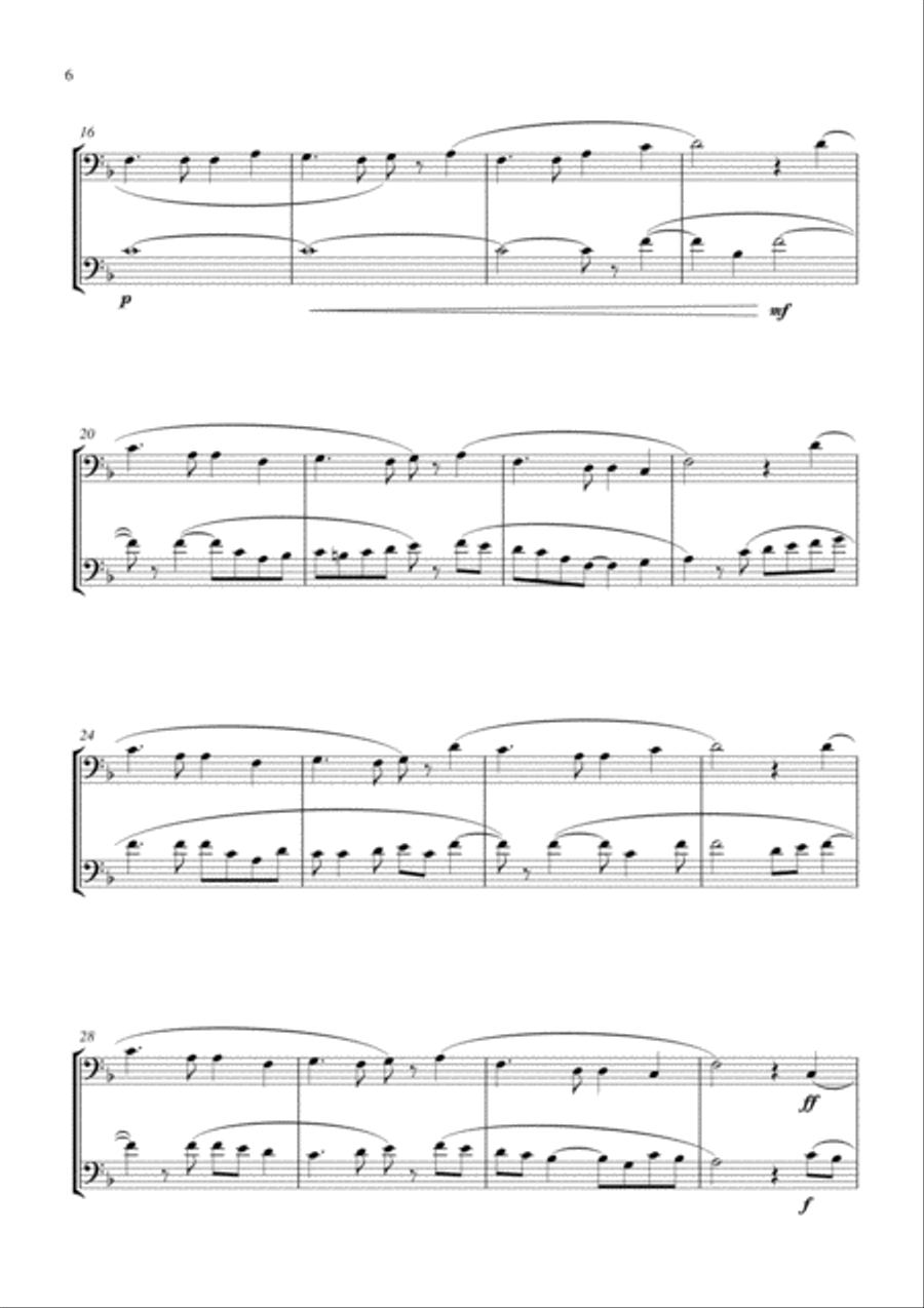 15 Popular Christmas Songs for Trombone Duet (Suitable for beginning / intermediate trombonists) Trombone Duet scores gallery preview page 6