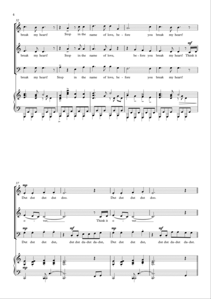 Stop! In The Name Of Love 3-Part scores gallery preview page 4