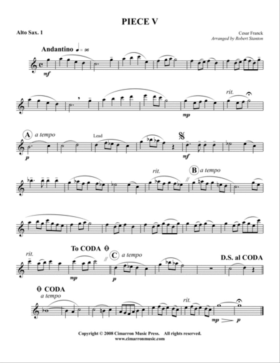 Piece V Piece V Saxophone Quartet scores gallery preview page 3