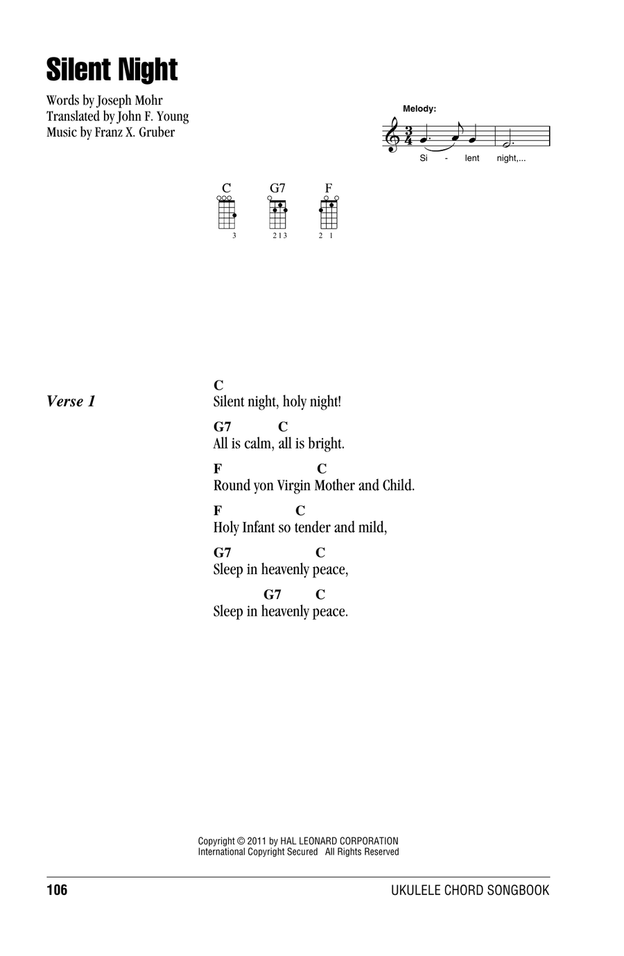 Silent Night Ukulele scores gallery preview page 1