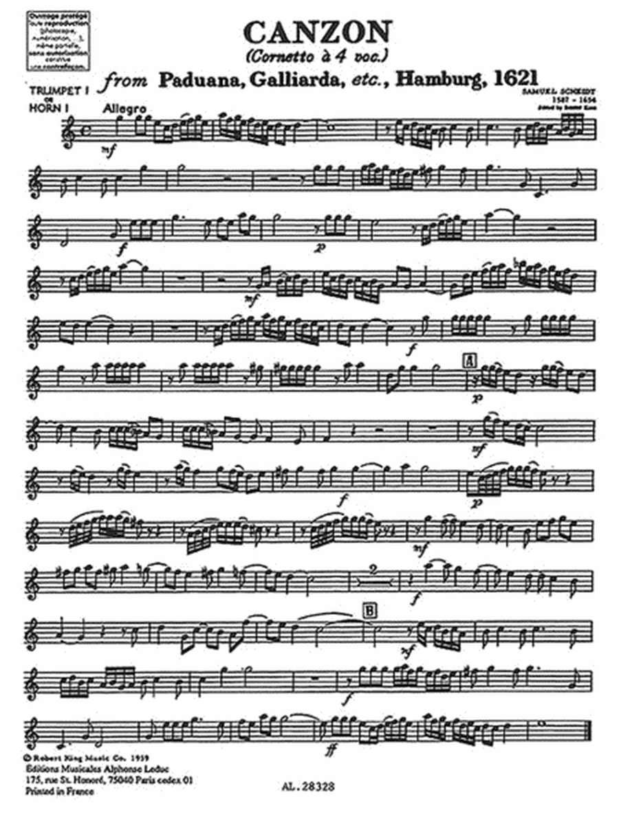 Canzon (paduana, Galliarda Etc 1621) (horns 4)
