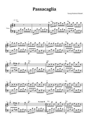 Passacaglia by Handel/Halvorsen - Piano with Chord Notation