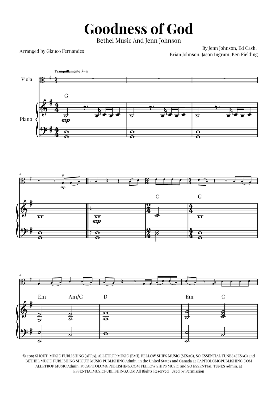 Goodness Of God Viola scores gallery preview page 1
