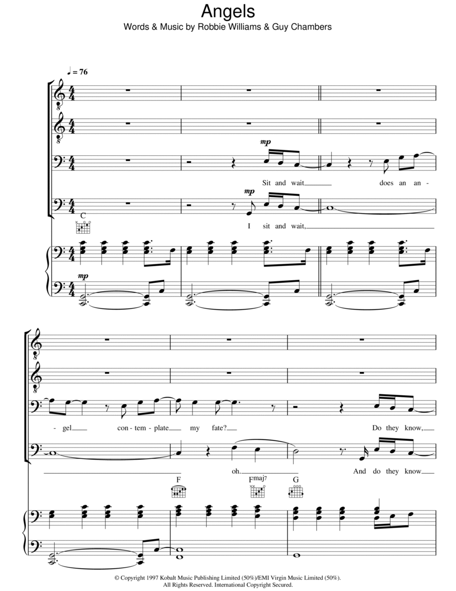 Angels (arr. Christopher Hussey) TTBB scores gallery preview page 1