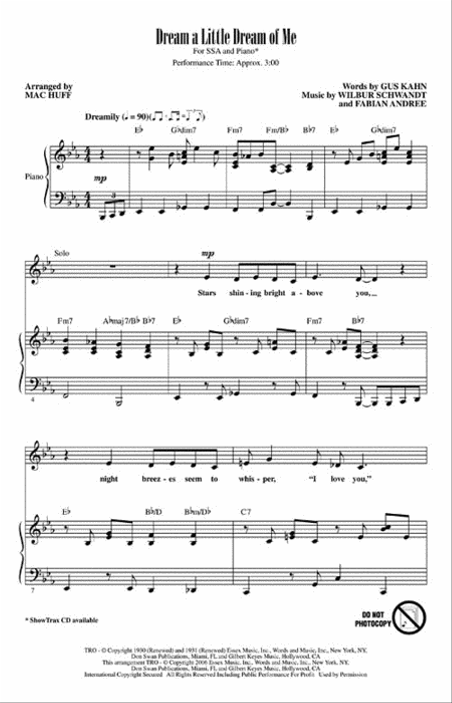Dream a Little Dream of Me Choir scores gallery preview page 2