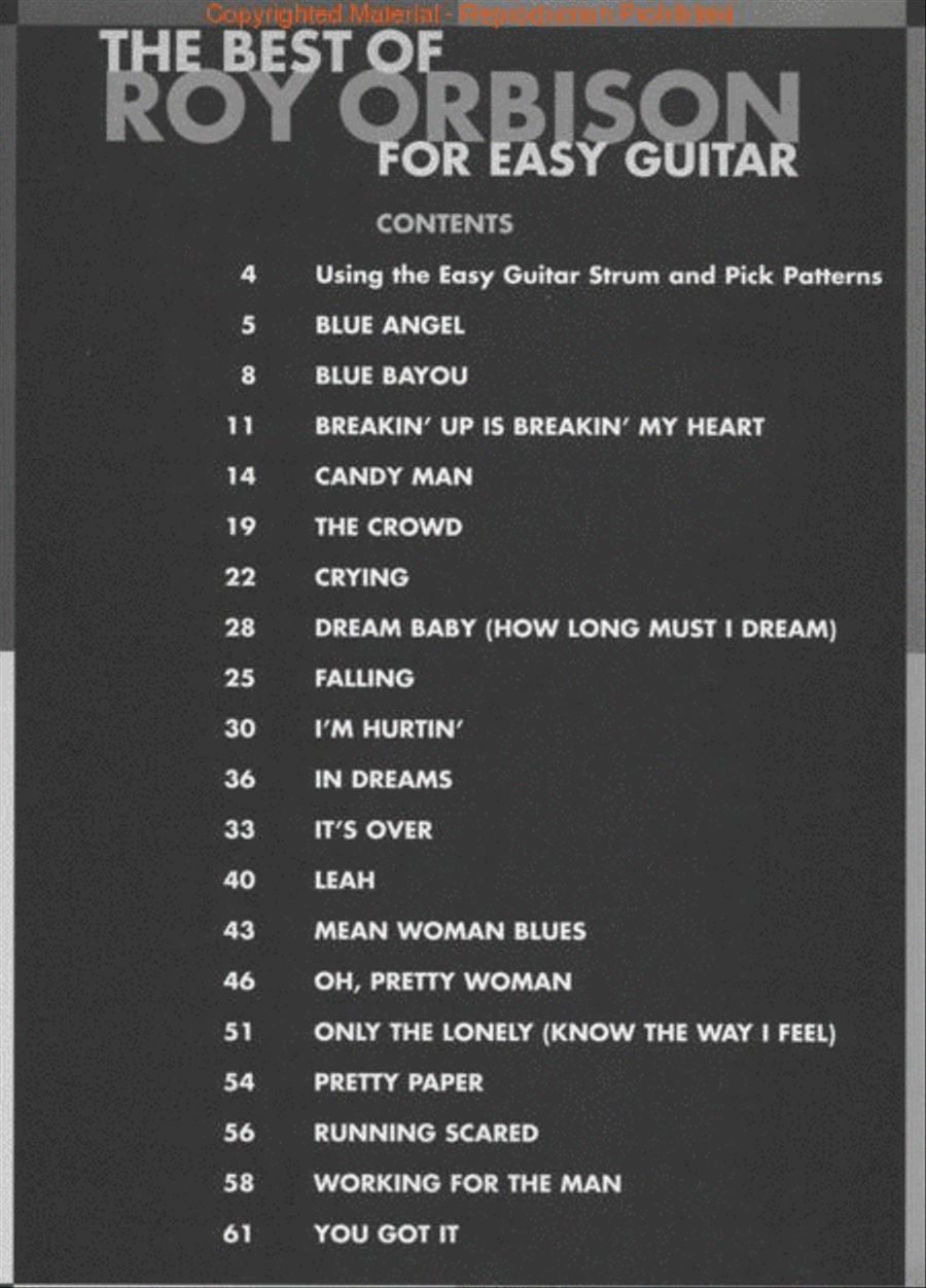 The Best of Roy Orbison for Easy Guitar Electric Guitar scores gallery preview page 2