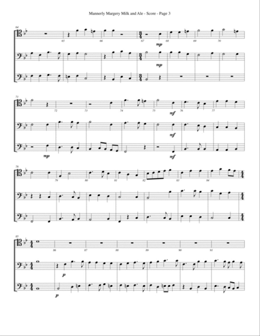Mannerly Margery Milk and Ale for Trombone or Low Brass Trio Trombone Trio scores gallery preview page 3
