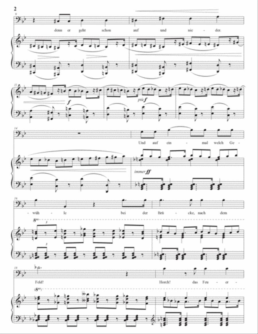 WOLF: Der Feuerreiter (transposed to G minor, bass clef) Voice scores gallery preview page 3
