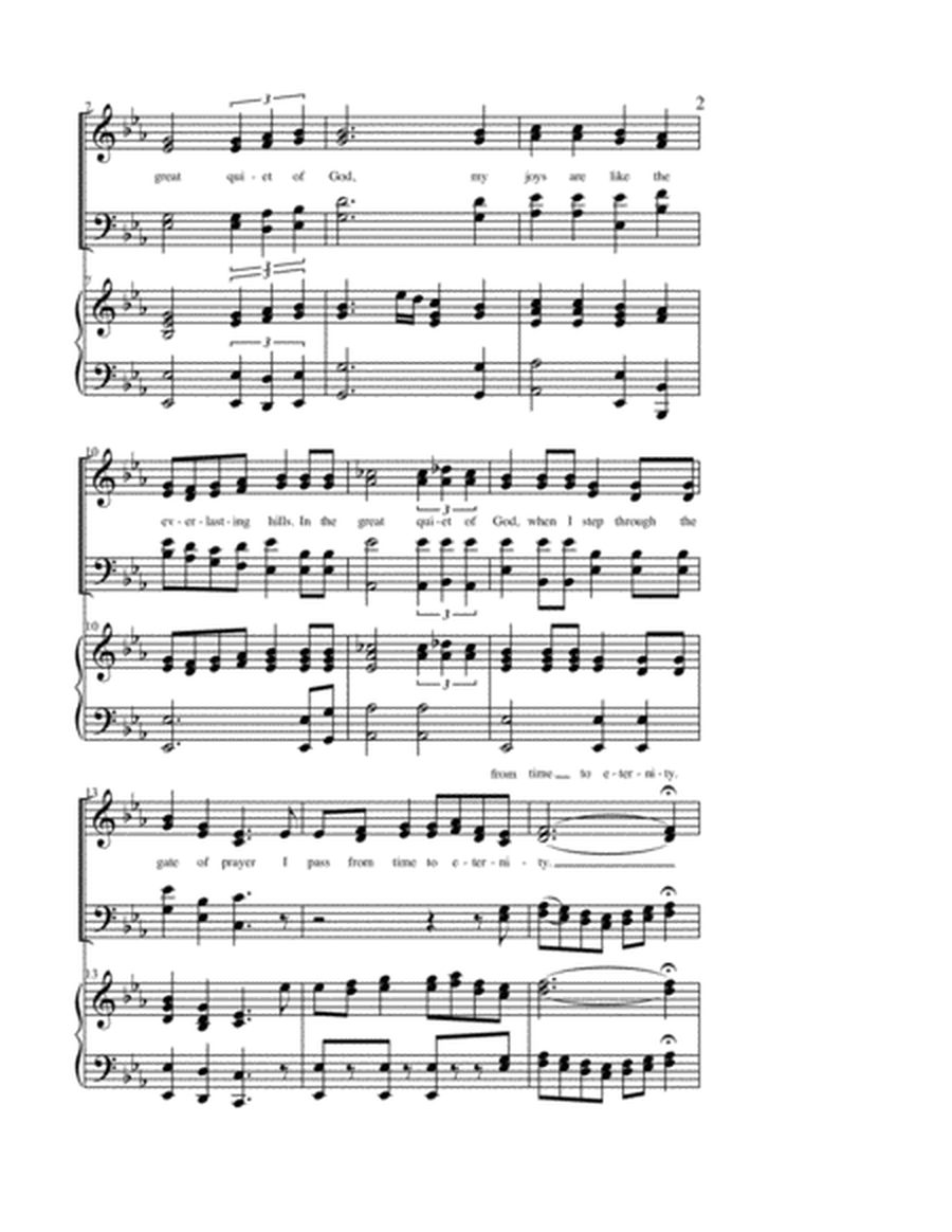 "In the Great Quiet of God" Choral Anthem SATB + violin, cello