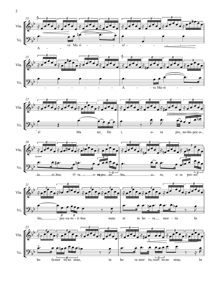 Ave Maria arranged for violin & cello String Duet scores gallery preview page 2
