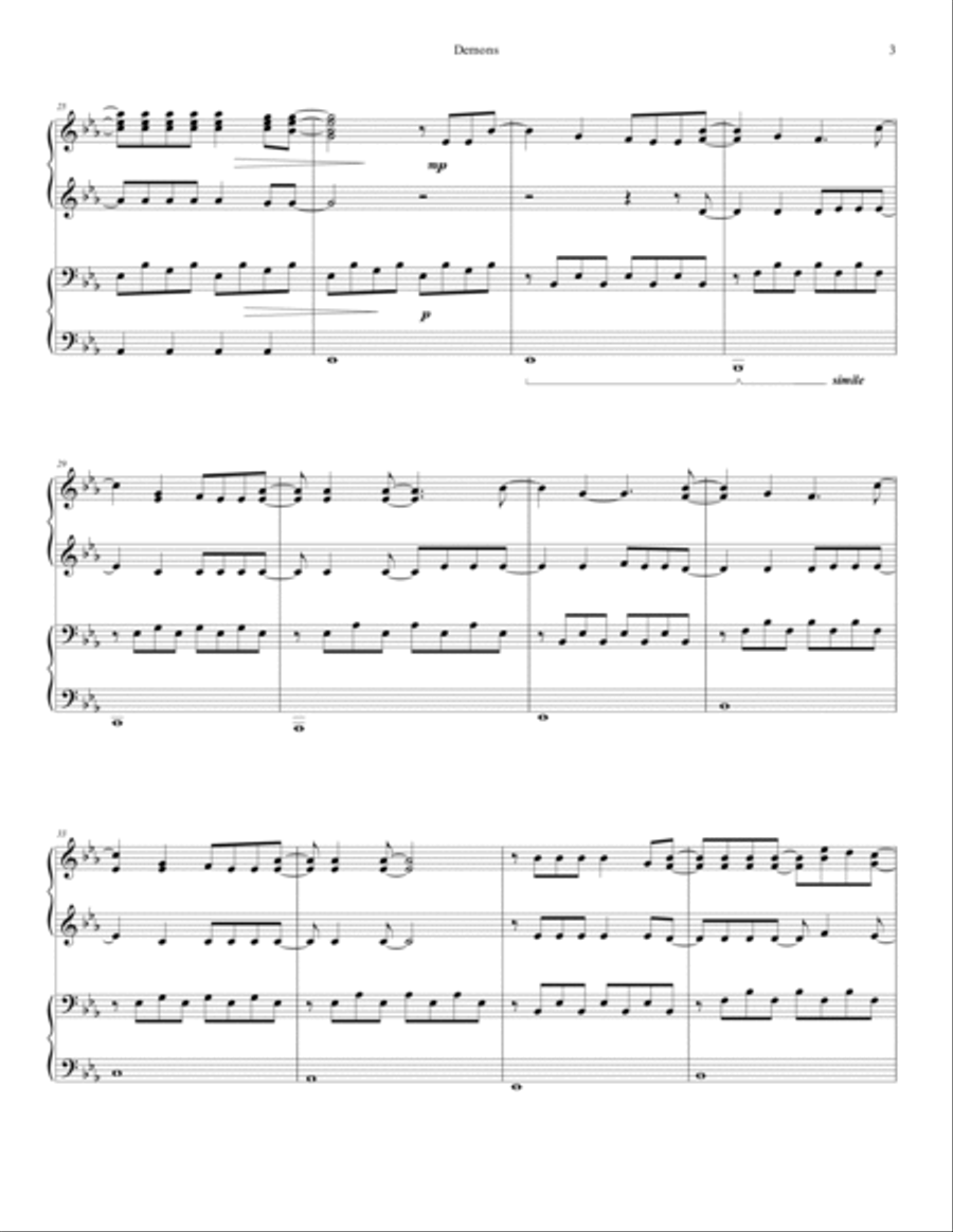 Demons Demons 1 Piano, 4-Hands scores gallery preview page 4