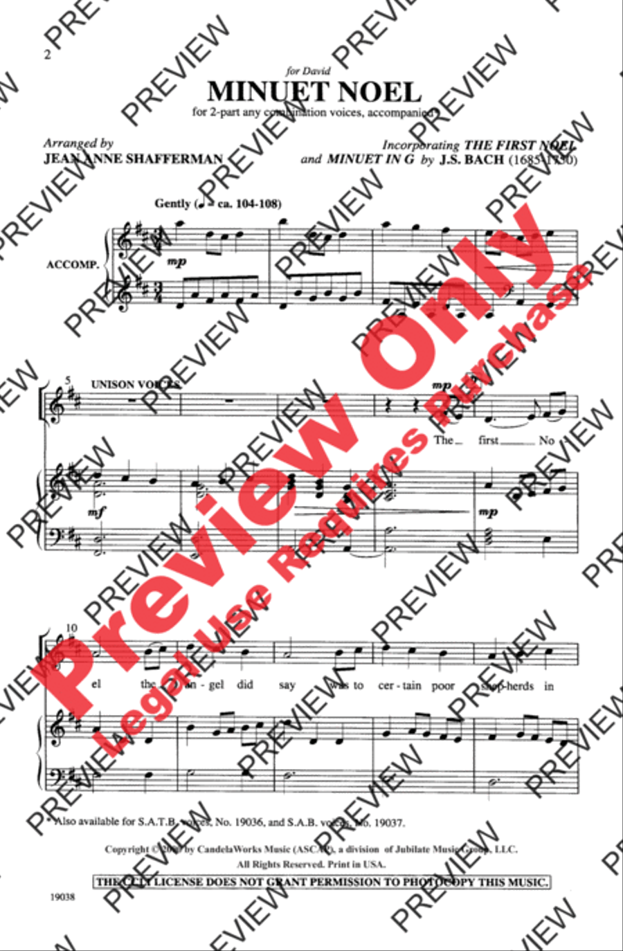 Minuet Noel 2-Part scores gallery preview page 2