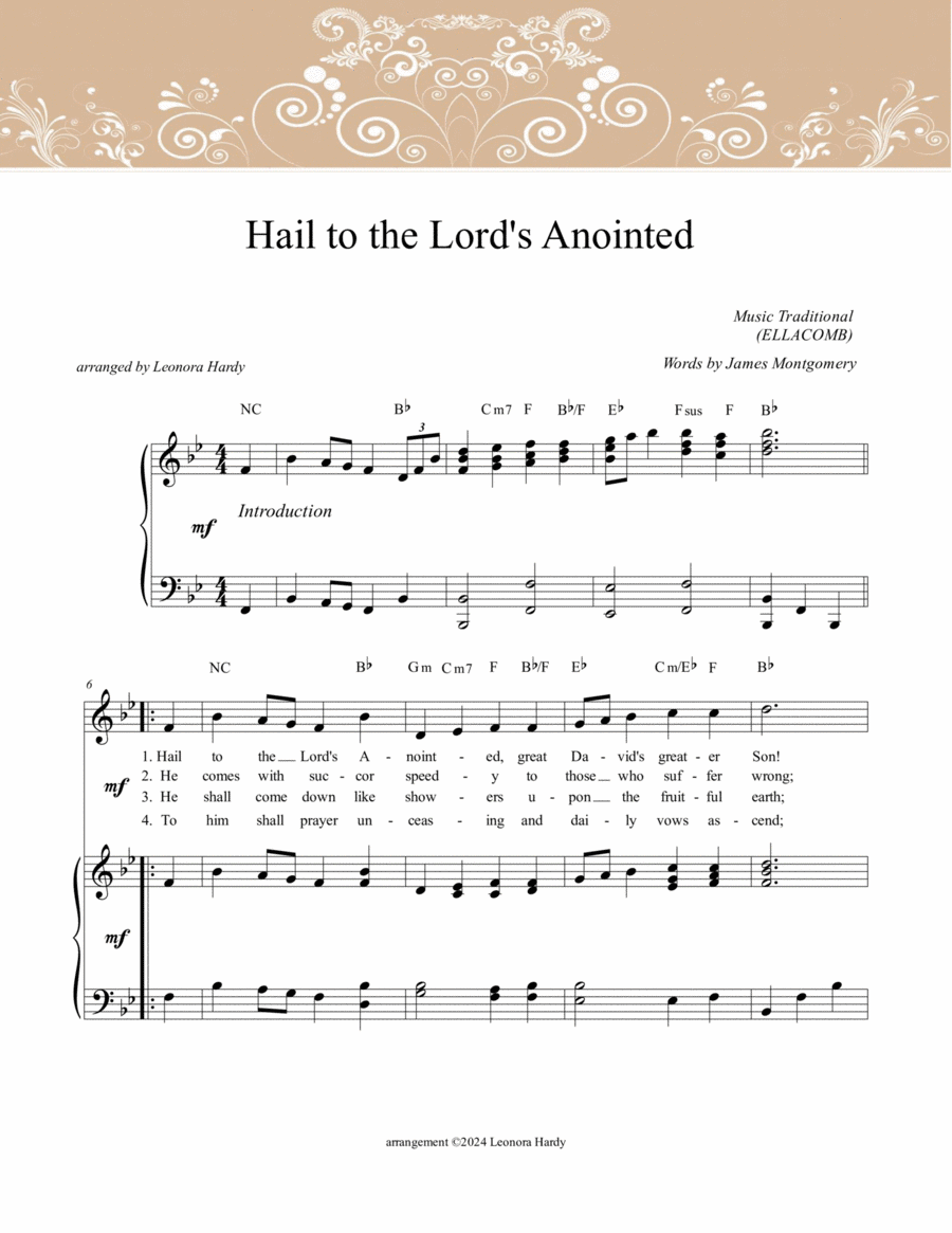 Hail to the Lord's Anointed Piano, Vocal, Guitar scores gallery preview page 1