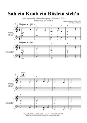Sah ein Knab ein Roeslein stehn - German Folk Song - Piano Duet (4 Hands)
