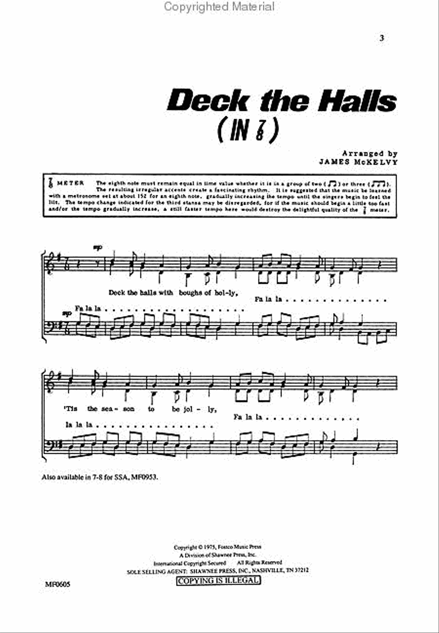 Deck the Halls (in 7/8) 4-Part scores gallery preview page 2