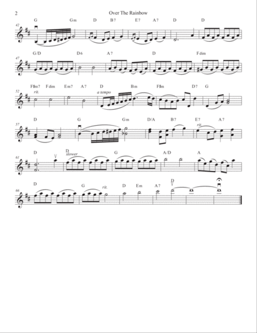 Over The Rainbow Violin scores gallery preview page 2