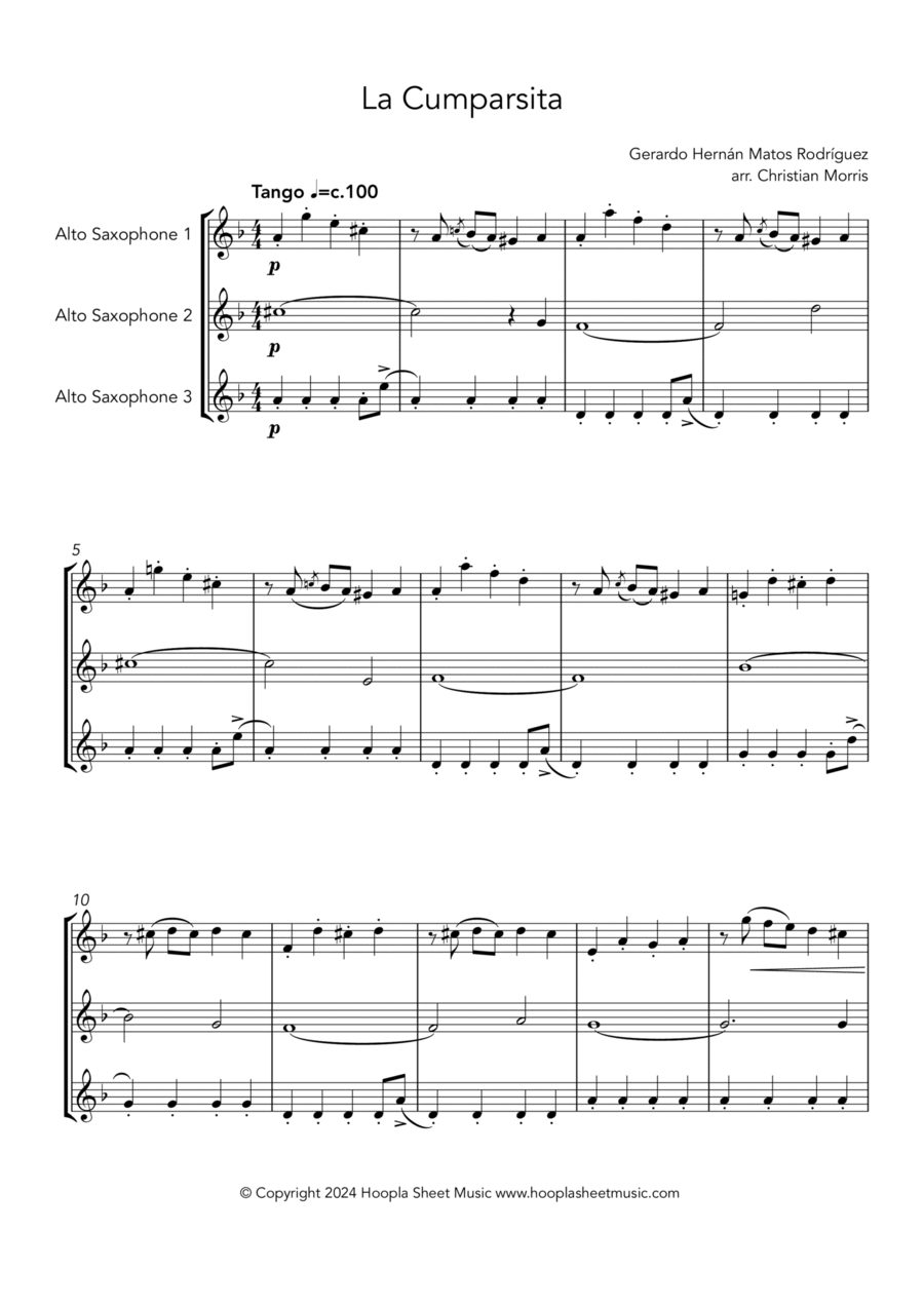 La Cumparsita Woodwind Trio scores gallery preview page 1