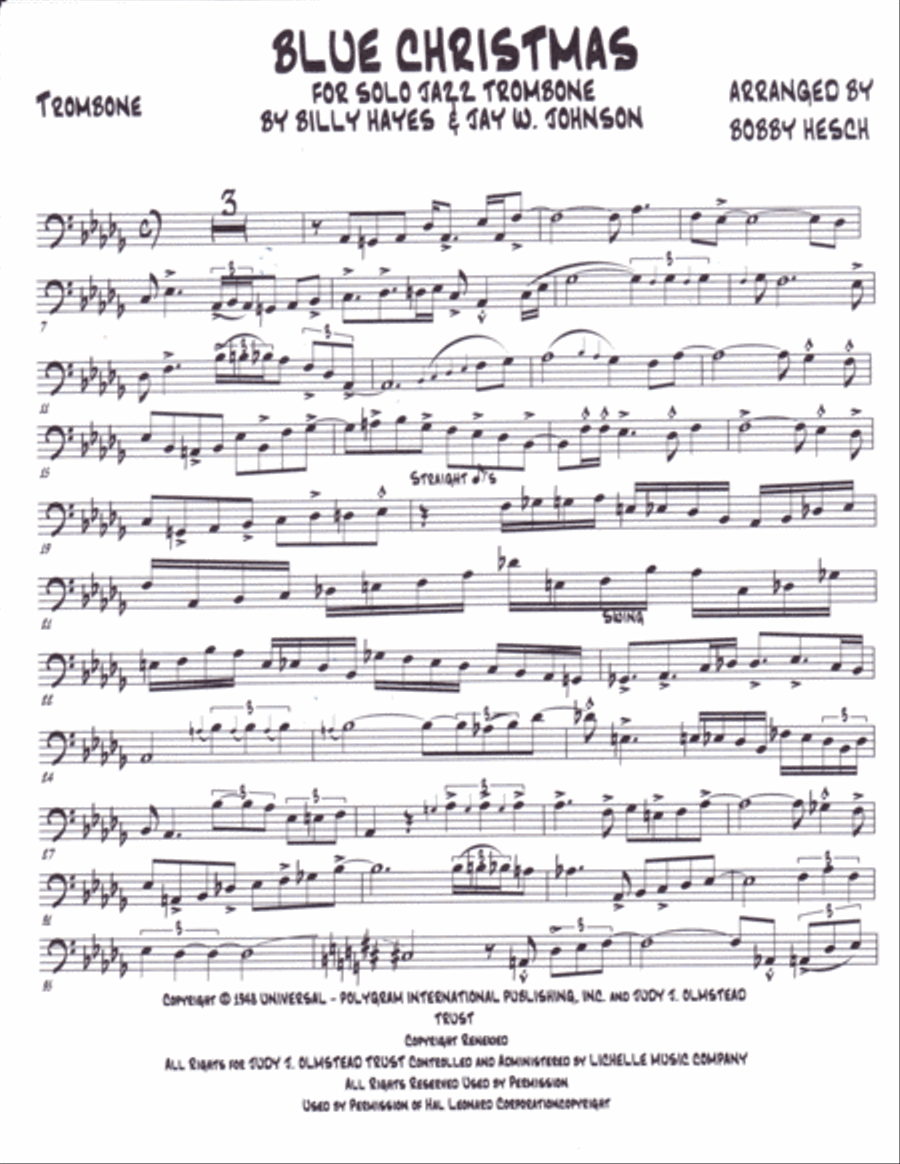 Blue Christmas Blue Christmas Trombone Solo scores gallery preview page 2