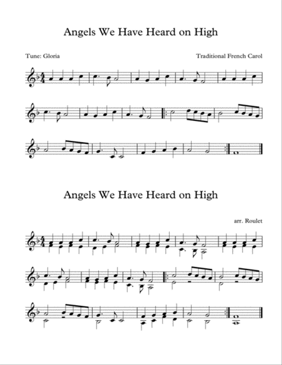Angels We Have Heard on High (arr. Patrick Roulet) Christmas scores gallery preview page 1