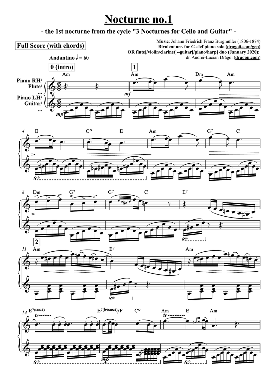 Burgmüller (Johann) - Nocturne no.1 (the 1st nocturne from the cycle 