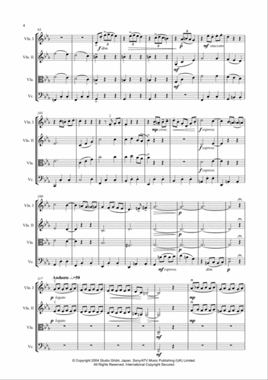 Merry-go-round Of Life String Quartet scores gallery preview page 4
