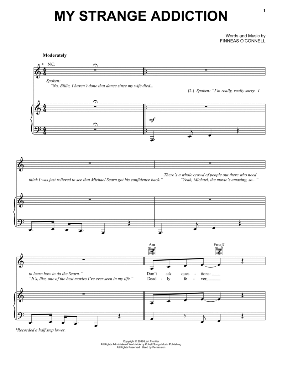 my strange addiction Piano, Vocal, Guitar scores gallery preview page 1