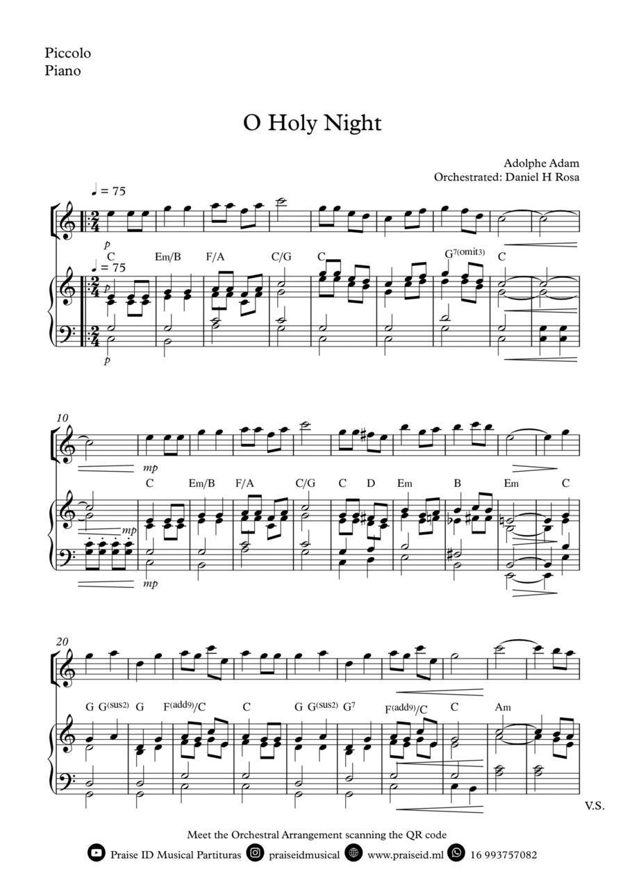 O Holy NIght - Christmas Carol - Piccolo and Piano Piccolo scores gallery preview page 1