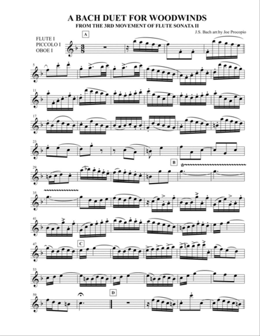 A BACH DUET FOR WOODWINDS Woodwind Quartet scores gallery preview page 2