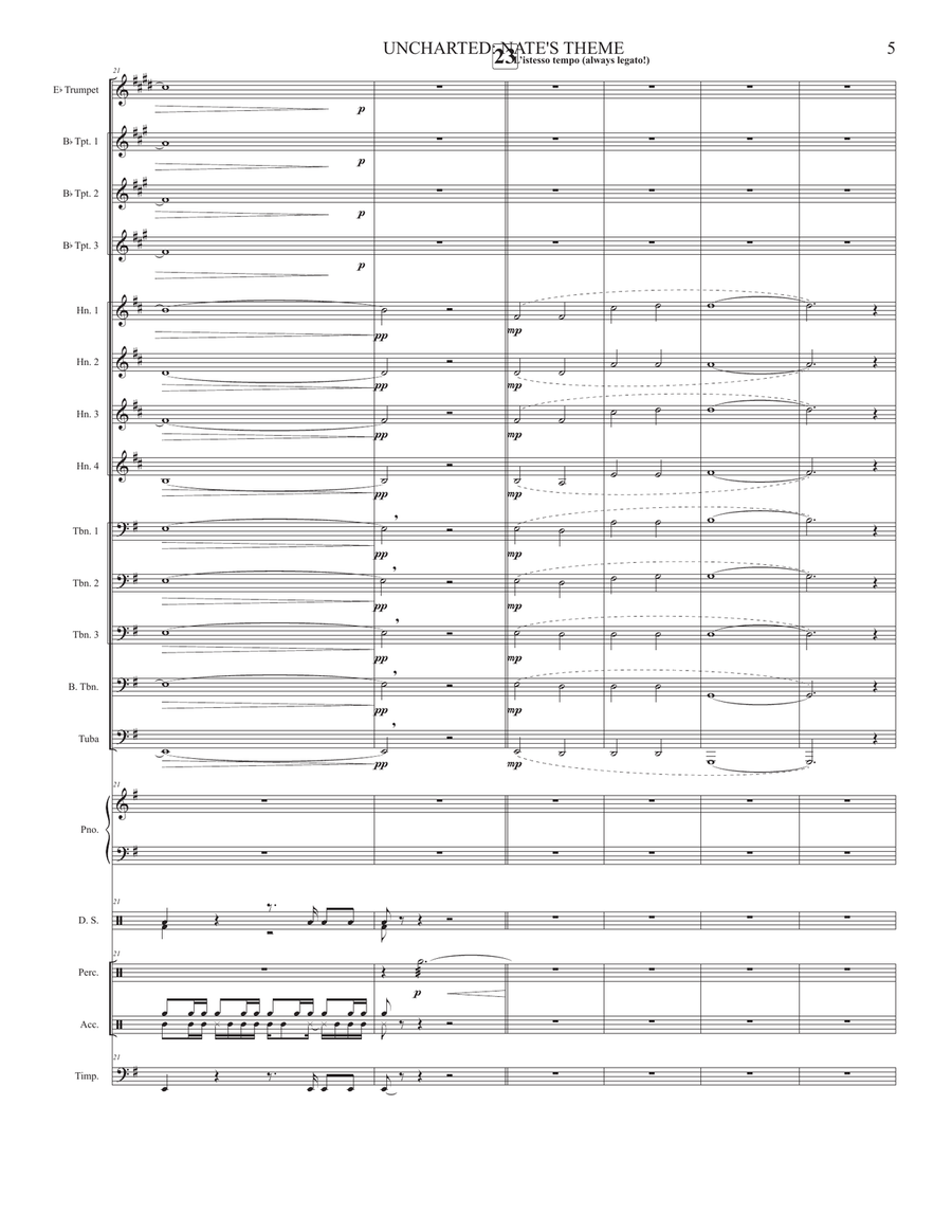 Uncharted: Nate's Theme Brass Ensemble scores gallery preview page 5