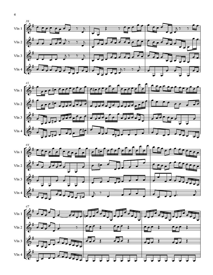 Brandenburg Concerto No. 3 by JS Bach for Four Violins with score & parts Violin Solo scores gallery preview page 4