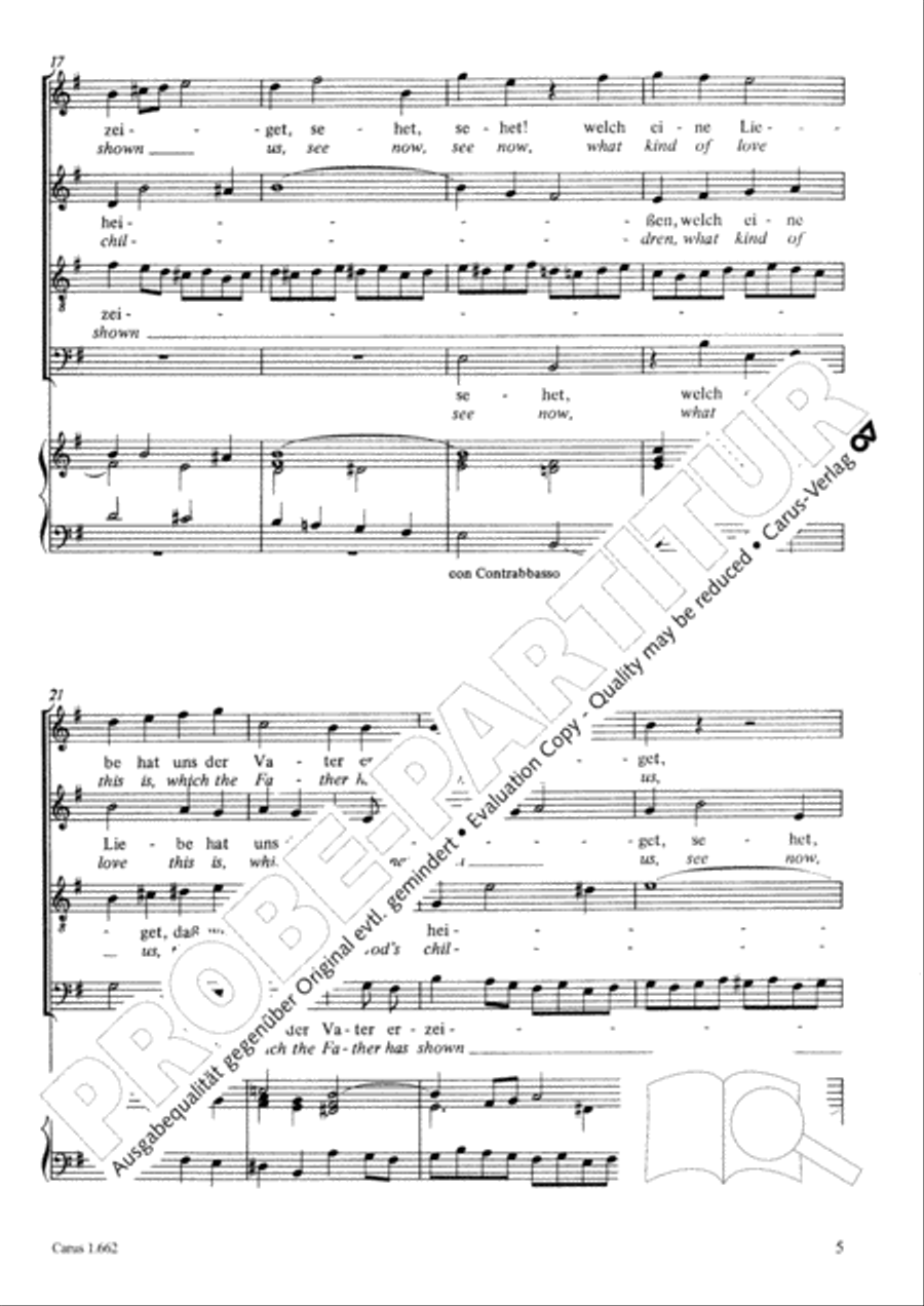 See now, what kind of love (Sehet, welch eine Liebe hat uns der Vater erzeiget) 4-Part scores gallery preview page 20