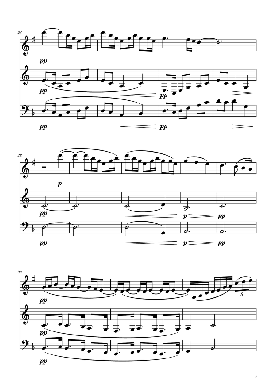 La fille aux cheveux de lin - Debussy - Brass Trio Brass Trio scores gallery preview page 3
