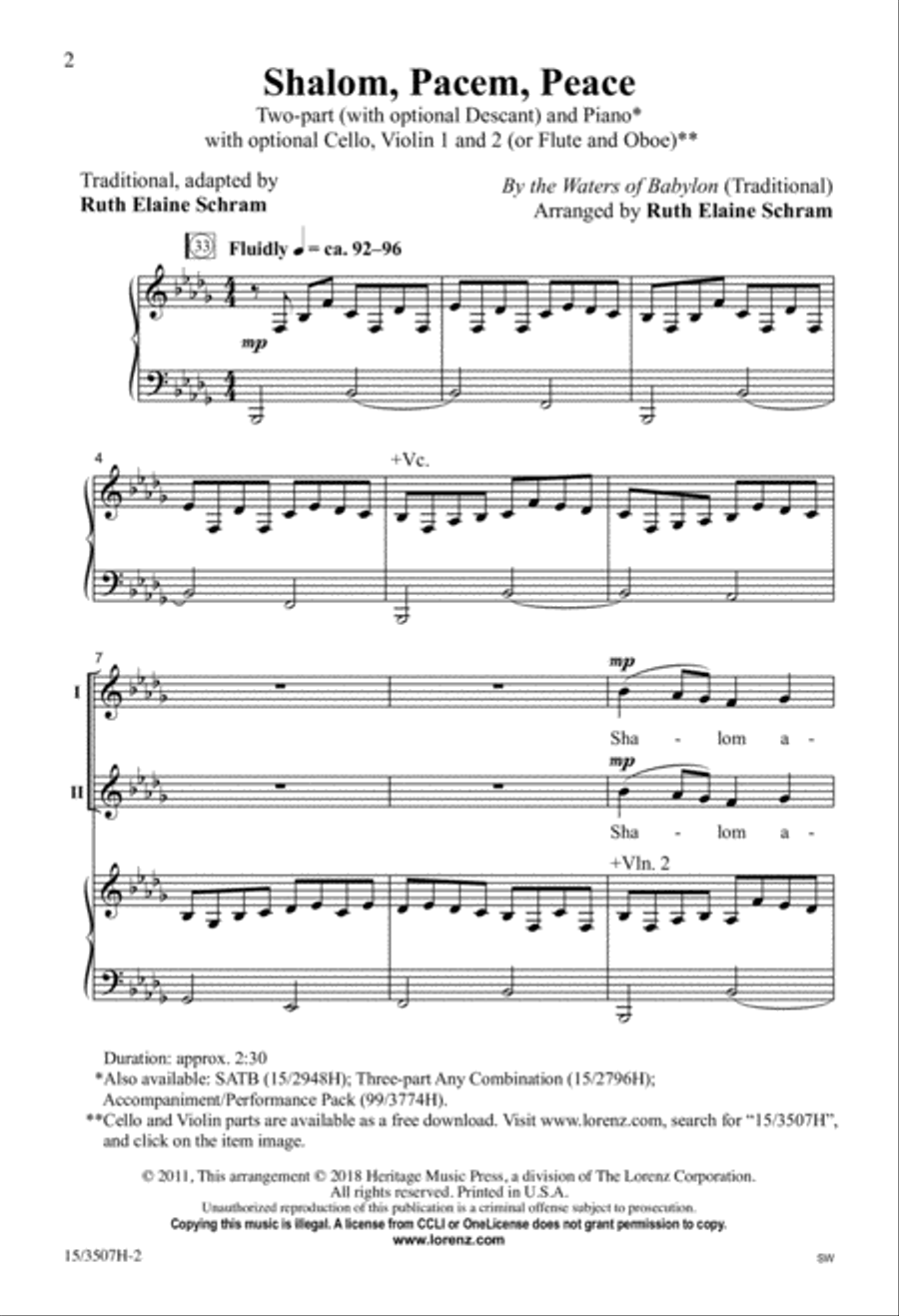 Shalom, Pacem, Peace Shalom, Pacem, Peace 2-Part scores gallery preview page 2