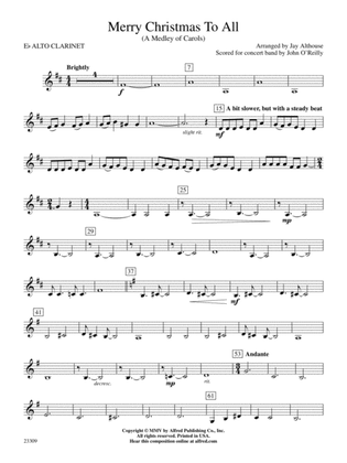 Merry Christmas to All (A Medley of Carols): E-flat Alto Clarinet