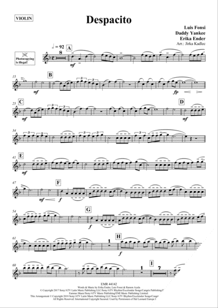 Despacito Violin Solo scores gallery preview page 3
