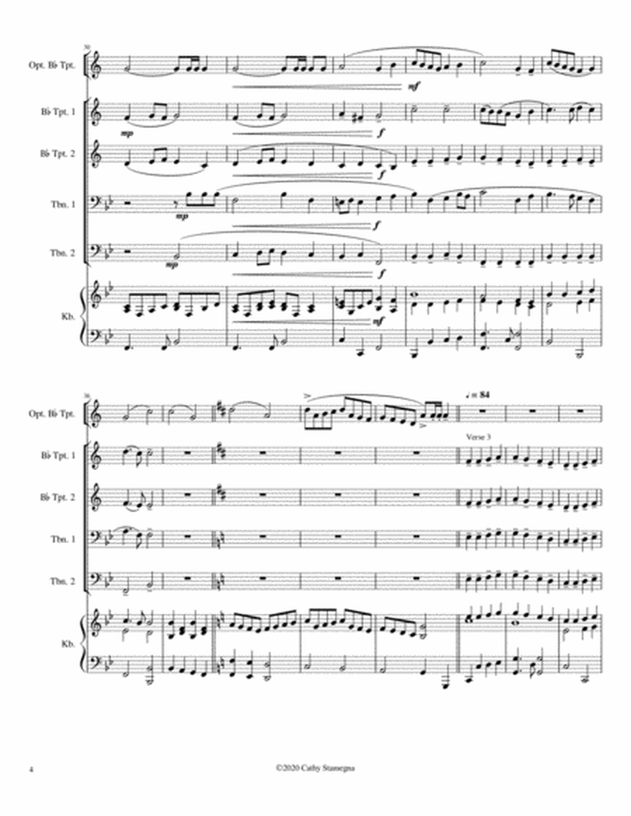 Alleluia! Alleluia! - (Ode to Joy) - Brass Quartet (2 Trumpets, 2 Trombones), Acc., Opt. Bb Tpt. image number null