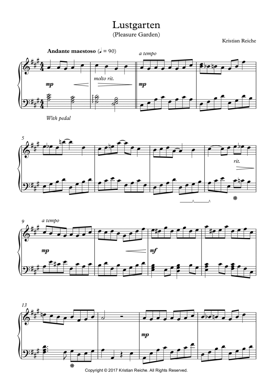 Lustgarten (Pleasure Garden) Piano Solo scores gallery preview page 1