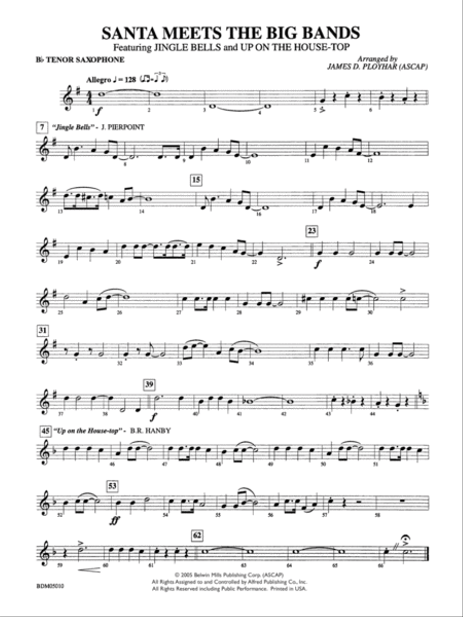 Santa Meets the Big Bands: B-flat Tenor Saxophone Concert Band scores gallery preview page 1