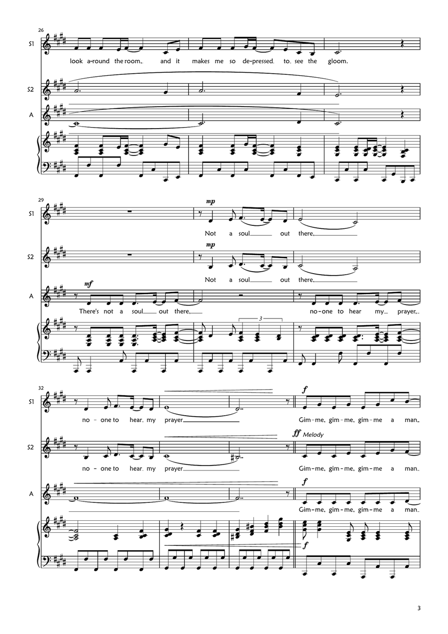Gimme! Gimme! Gimme! (a Man After Midnight) SSA scores gallery preview page 3