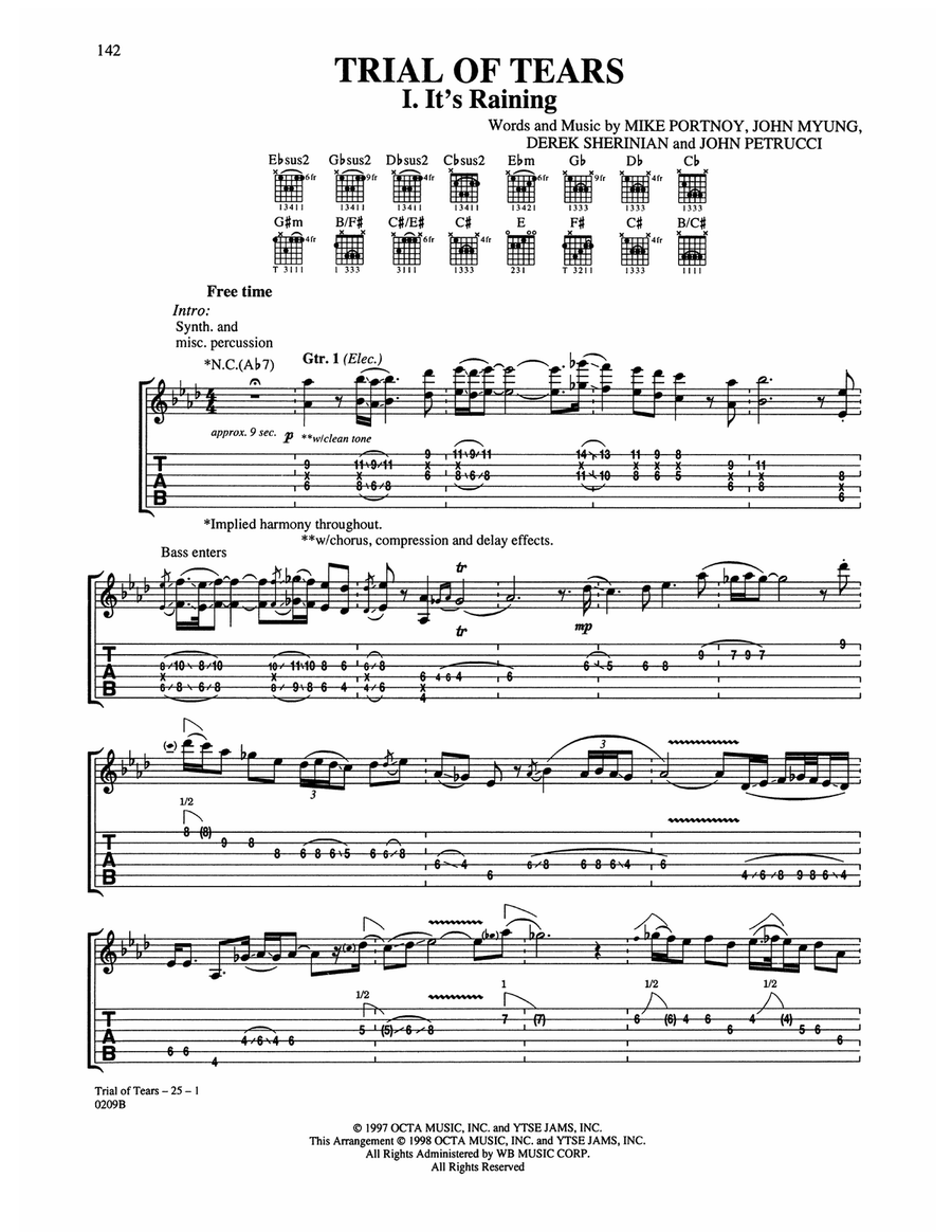 Trial Of Tears Acoustic Guitar scores gallery preview page 1
