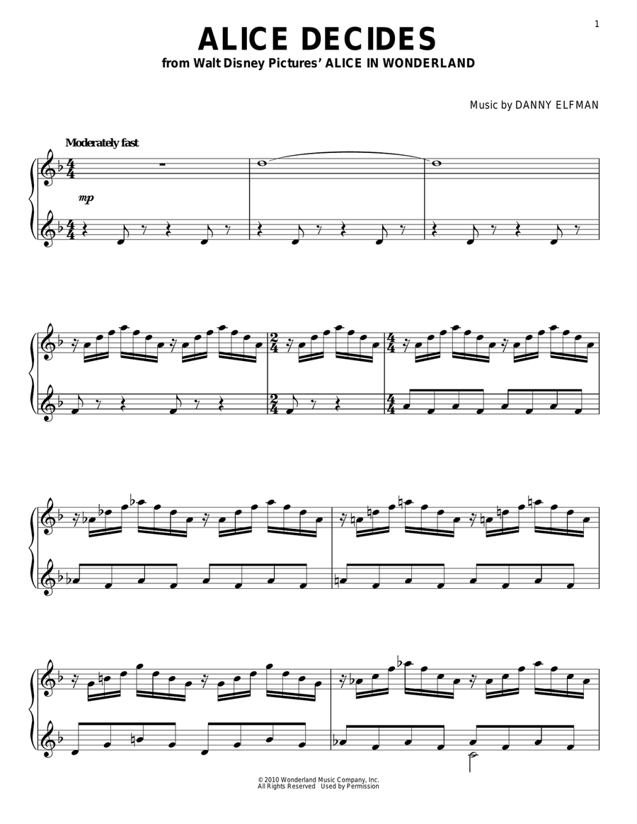 Alice Decides Piano Solo scores gallery preview page 1