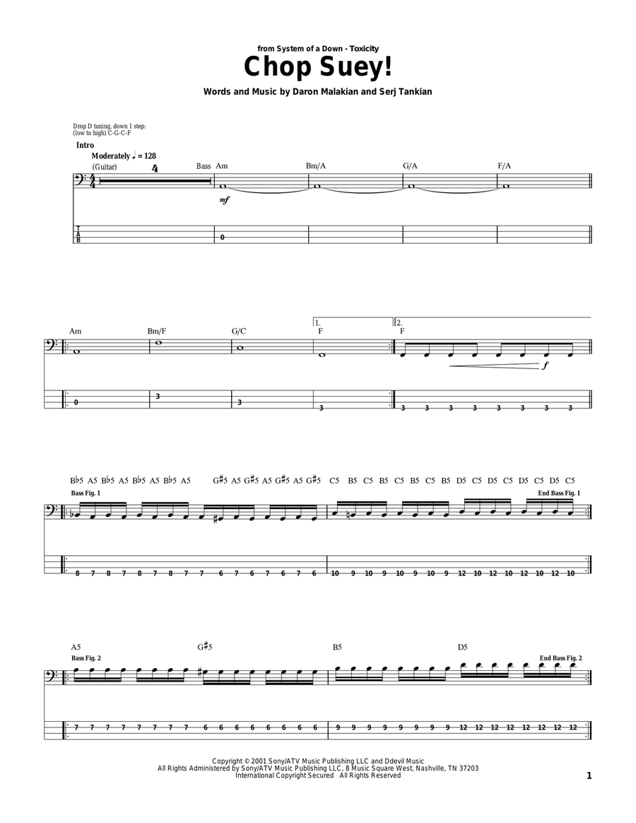 System of a down tabs chop suey new arrivals