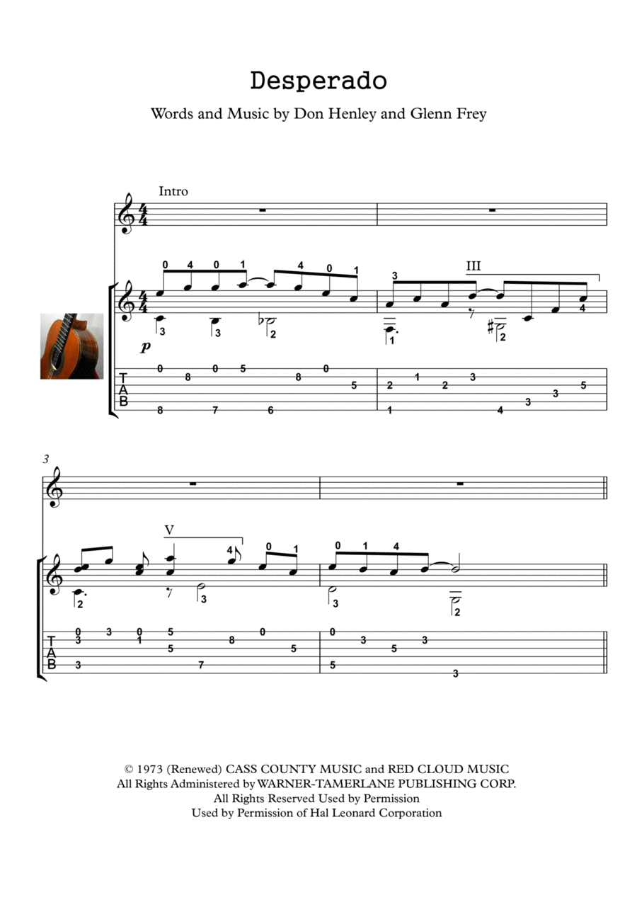 Desperado Electric Guitar scores gallery preview page 1
