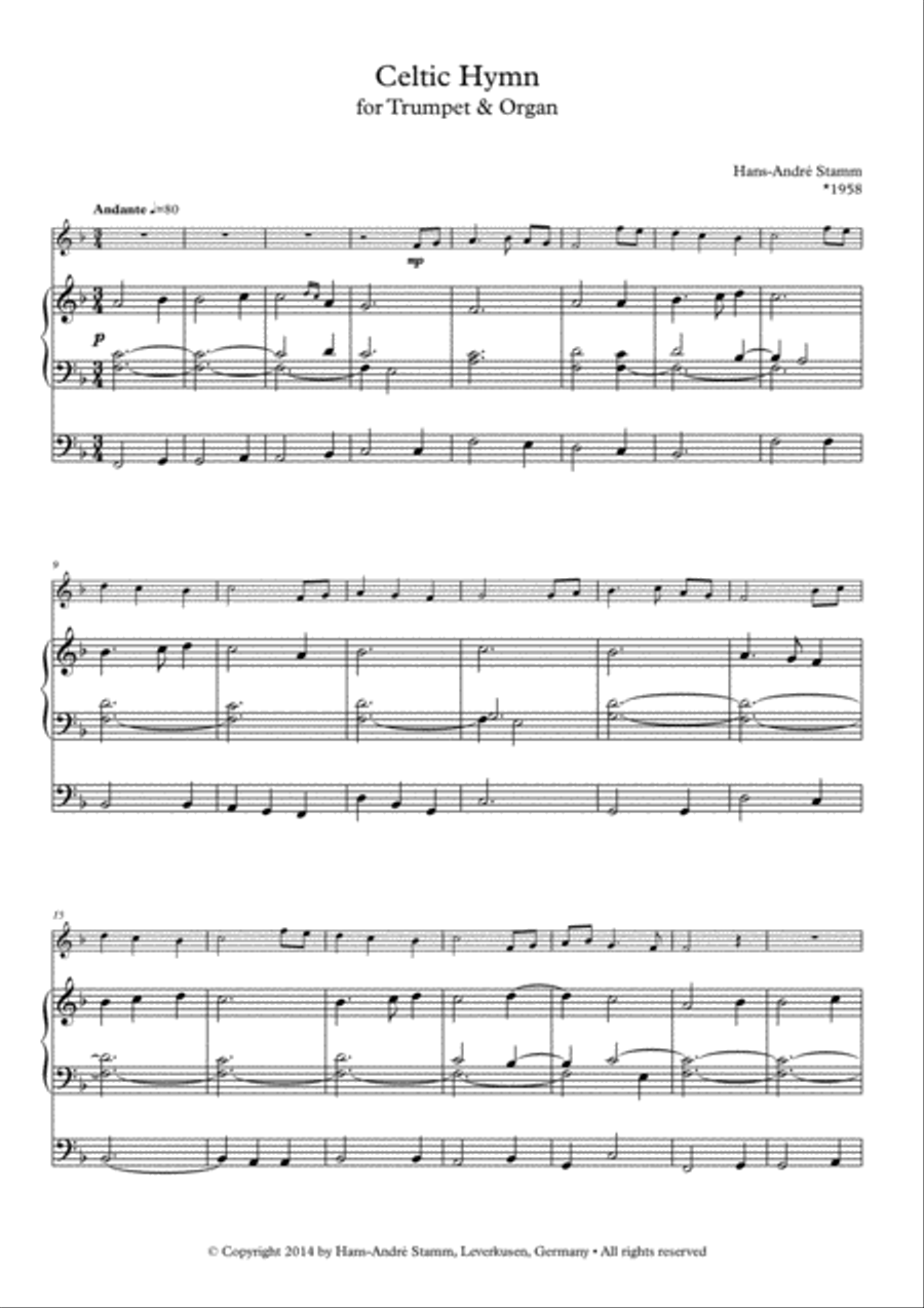 Celtic Hymn for trumpet and organ Celtic Hymn for trumpet and organ Trumpet Duet scores gallery preview page 4
