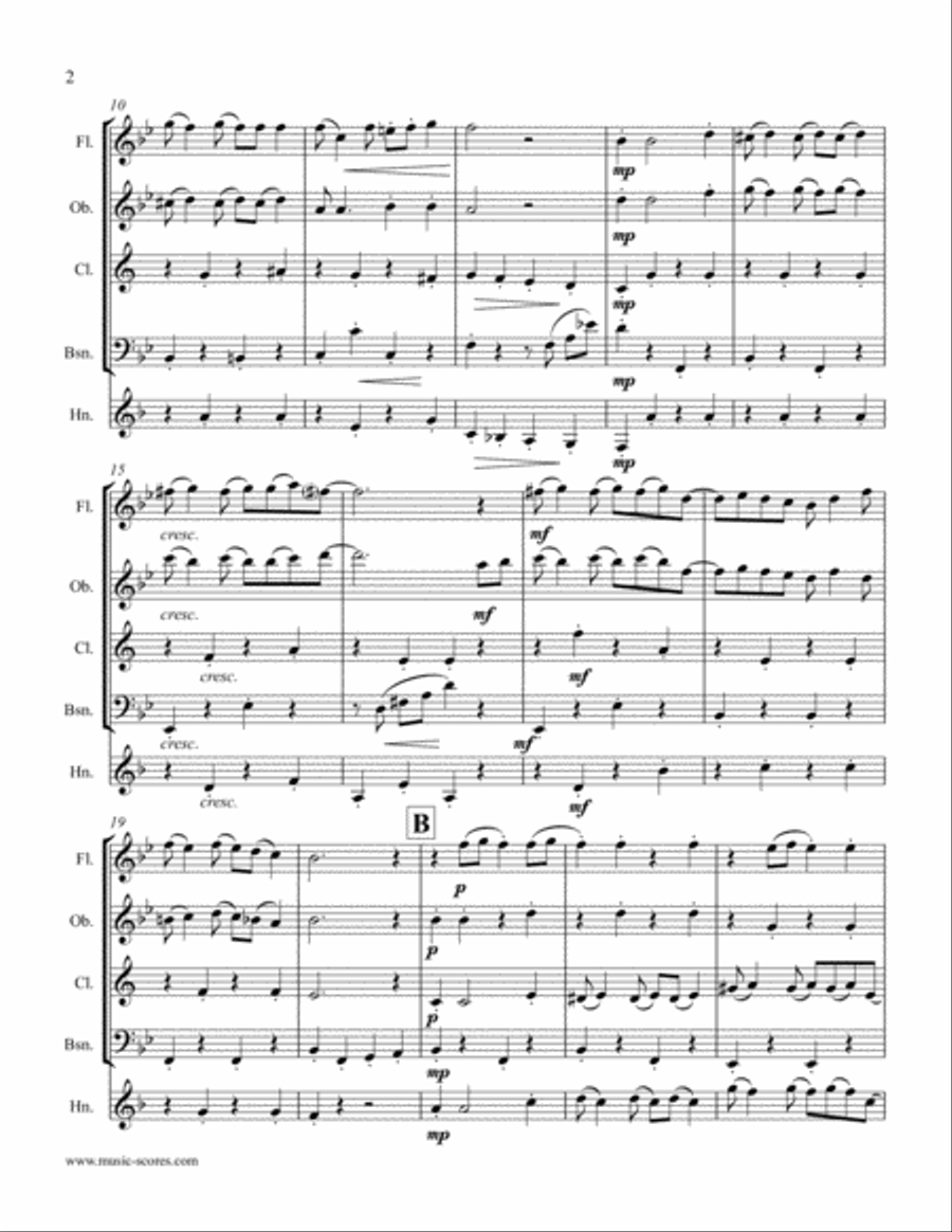 The Easy Winners Theme - Flute, Oboe, Clarinet, Bassoon and French Horn Woodwind Quintet scores gallery preview page 2