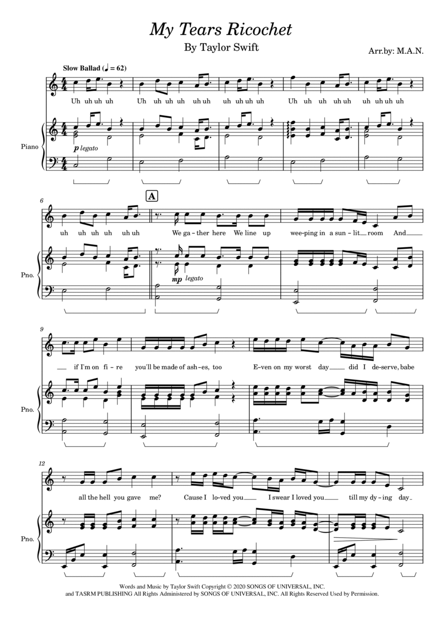My Tears Ricochet Voice scores gallery preview page 1