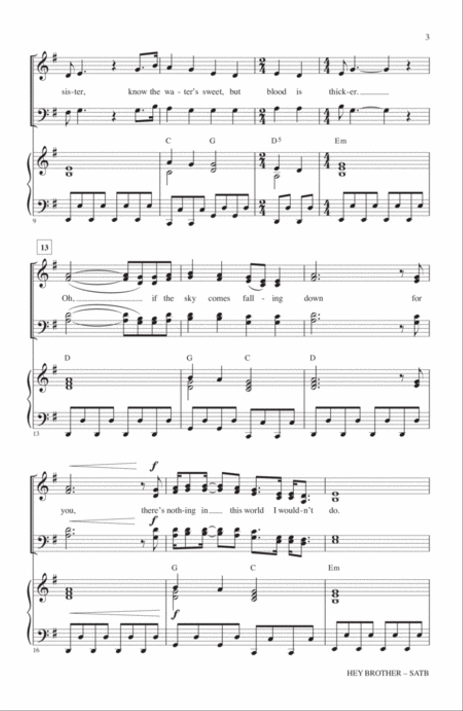 Hey Brother 4-Part scores gallery preview page 2