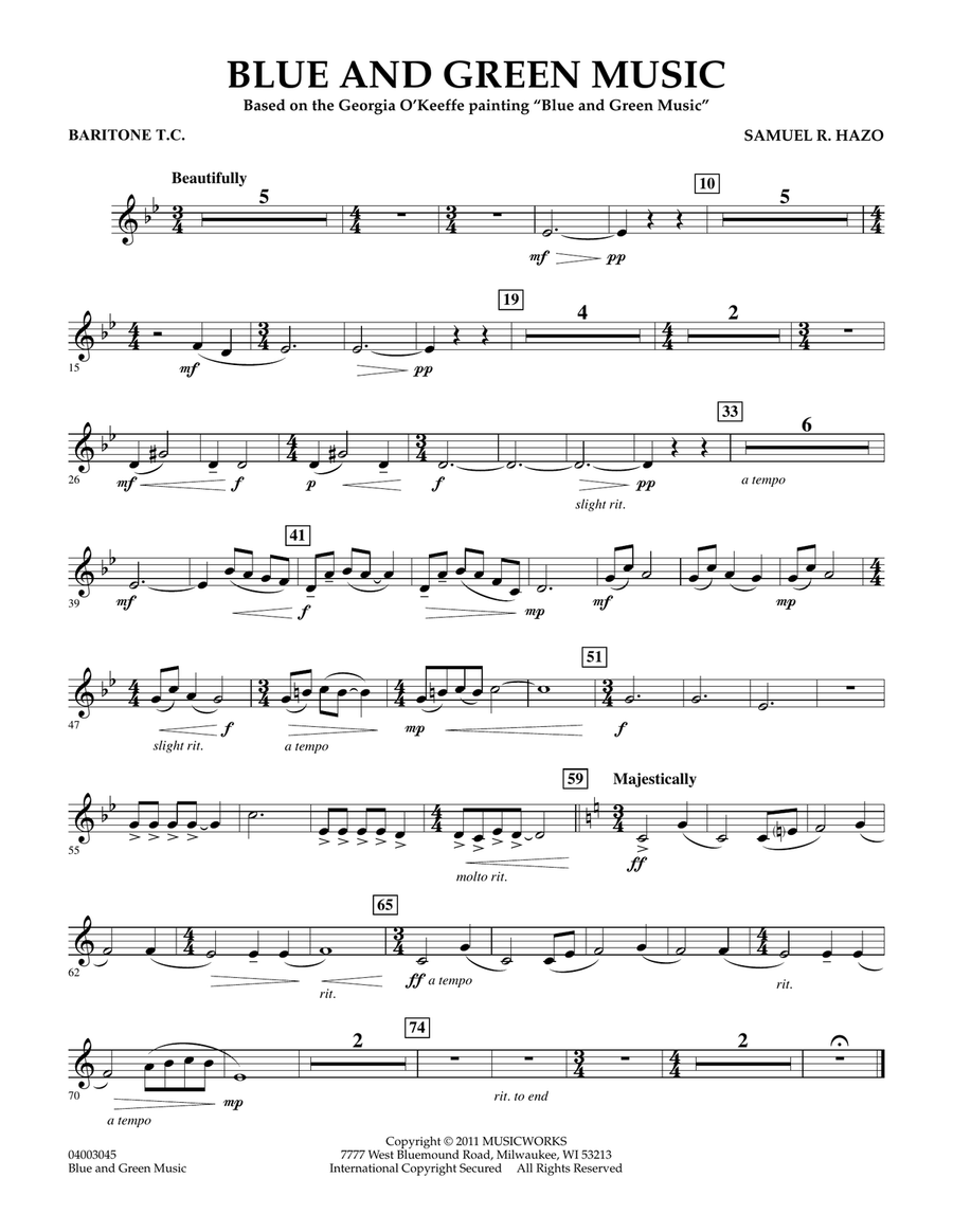 Blue And Green Music - Baritone T.C. Concert Band scores gallery preview page 1