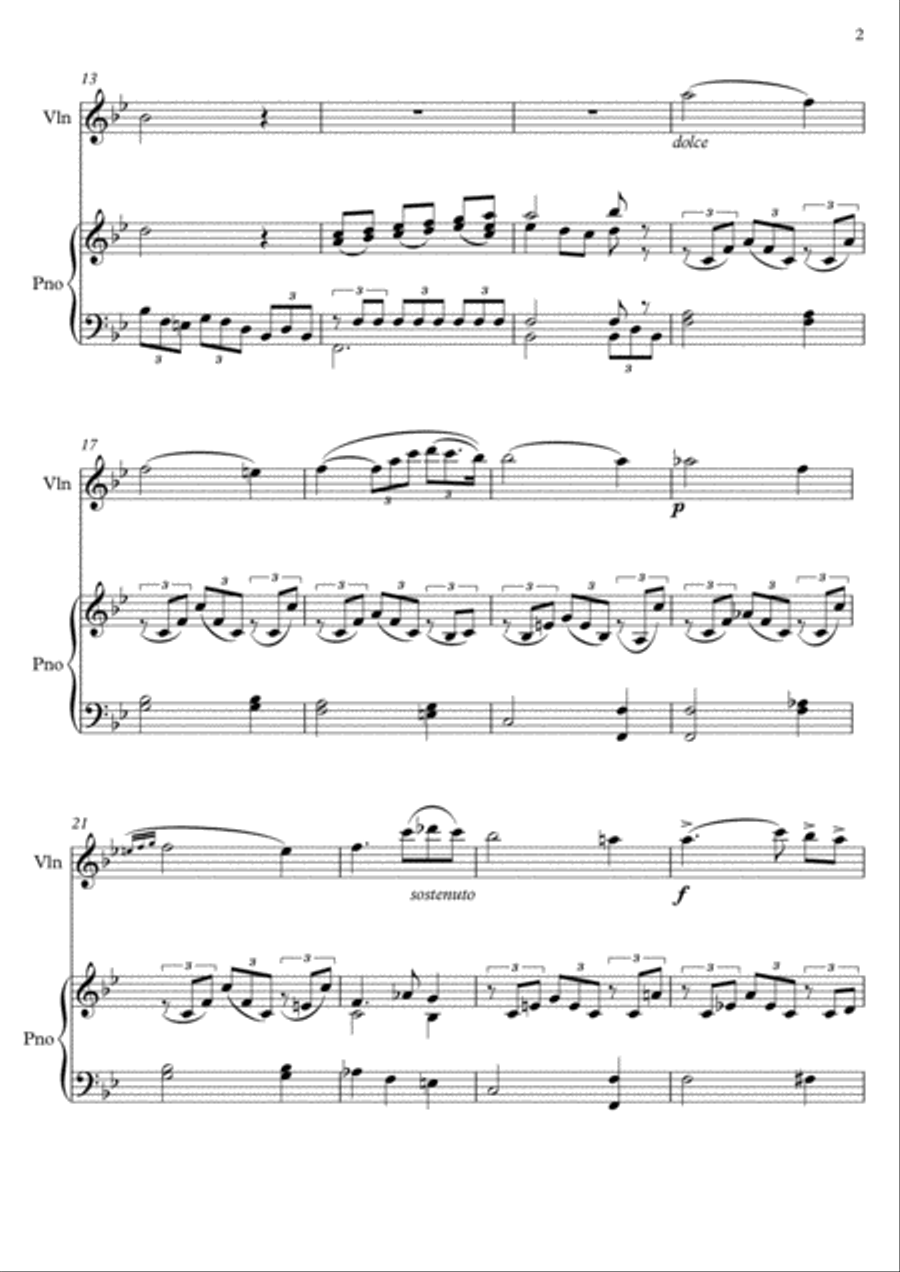 Violin Piano Duet Larghetto Violin Solo scores gallery preview page 2